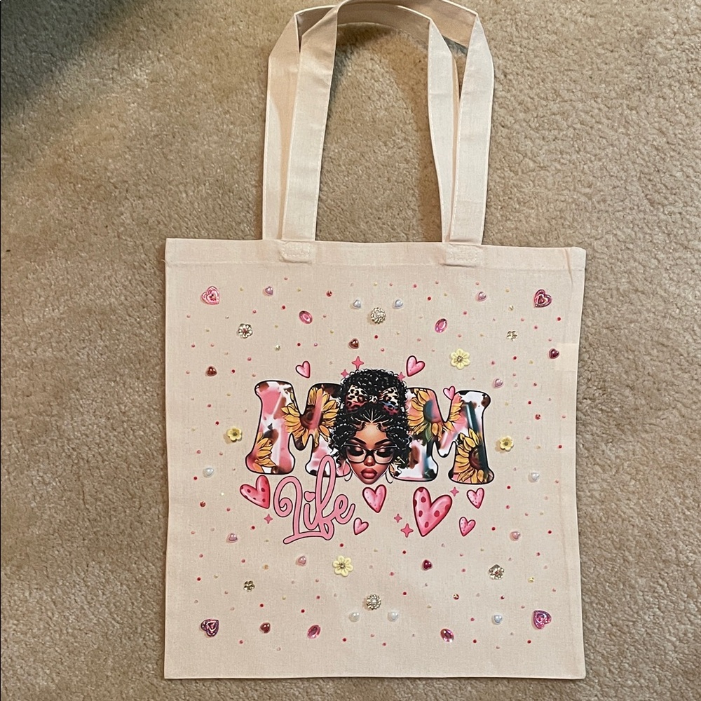 Trendy Beige Tote Bag with Graphic Design